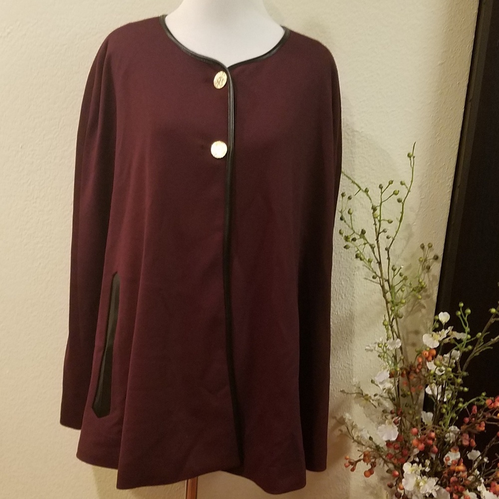 Anne Klein Burgandy Cape Large - Picture 1 of 8